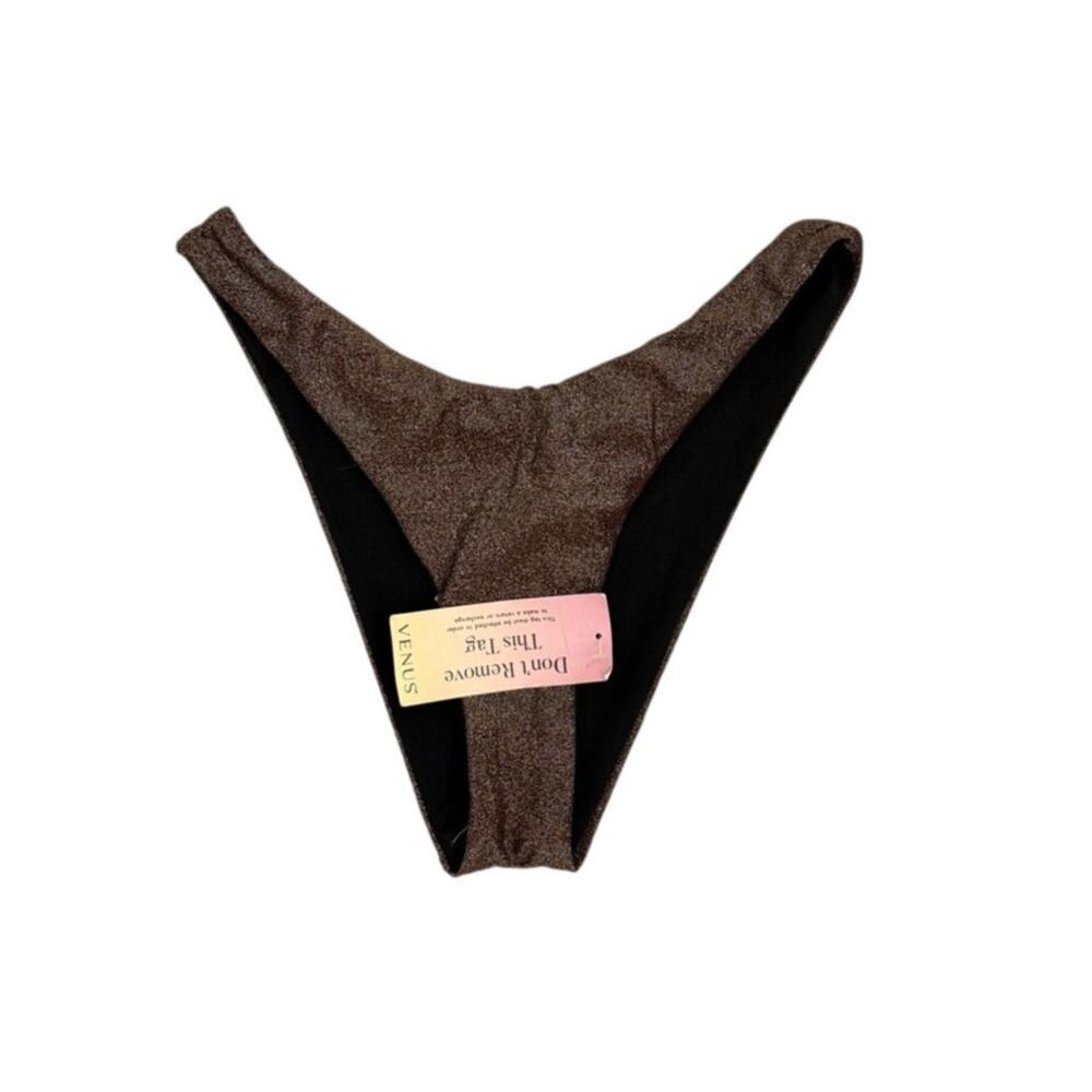NWT Venus Swim Triangle Brown Sparkle Bikini Bottom Size XS